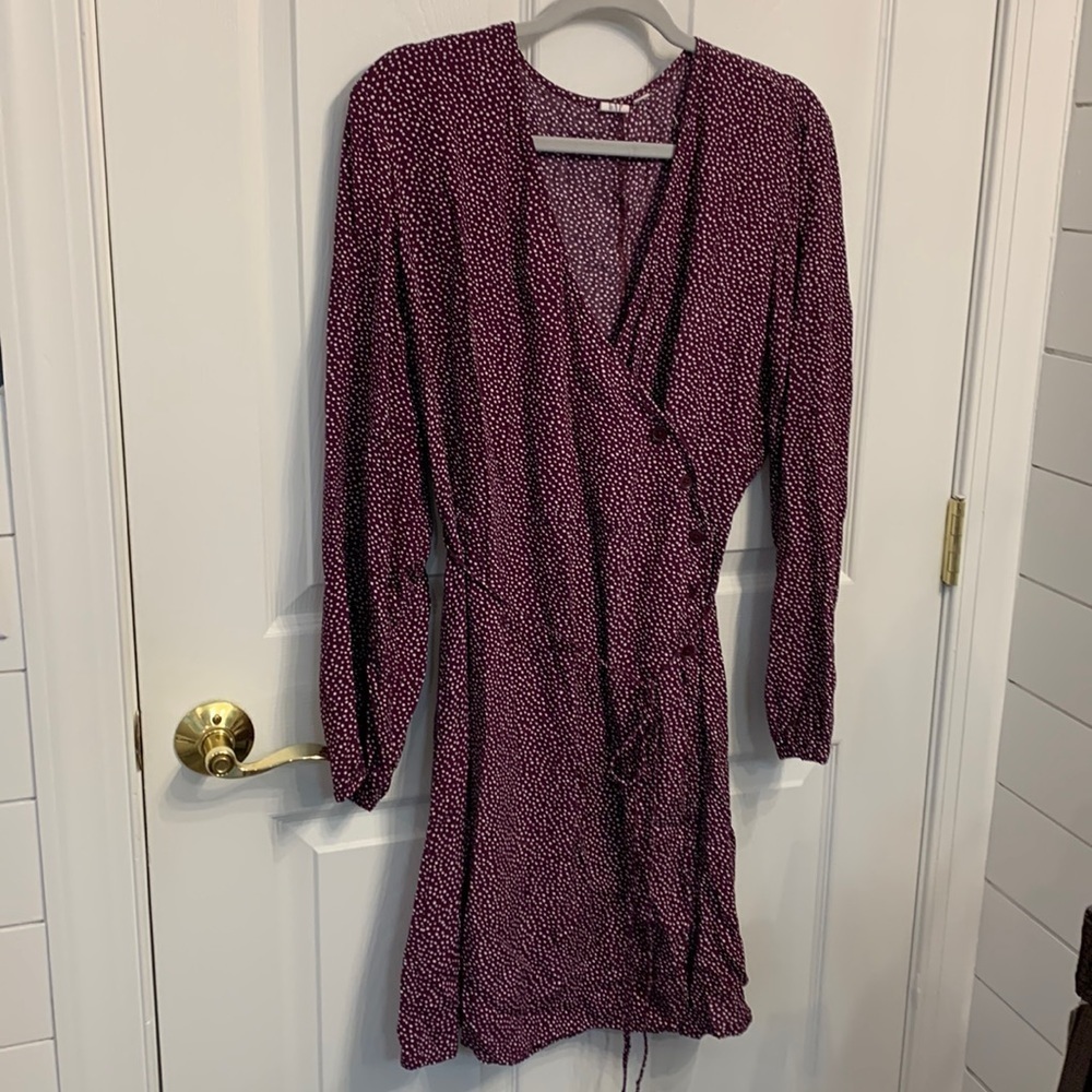 GAP NWOT maroon/white polka dot midi dress size 20 - Picture 2 of 7
